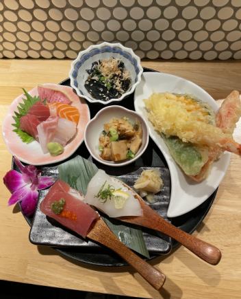 大番仔飯、刺身、天婦羅和壽司，搭配生啤，1小時無限暢飲，僅需3000日元