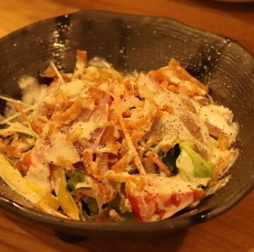 Raw ham Caesar salad