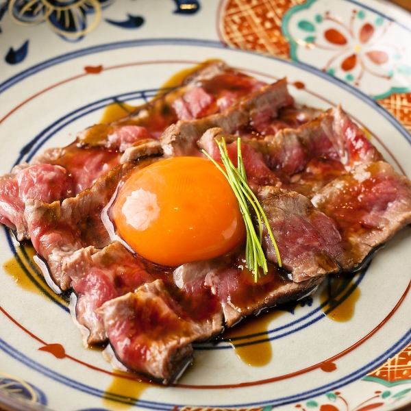 【贅沢な旨味】飛騨牛ステーキ～ユッケ風～◆A5ランク！甘めの旨味が非常に強い肉質が特徴♪1840円(税込)