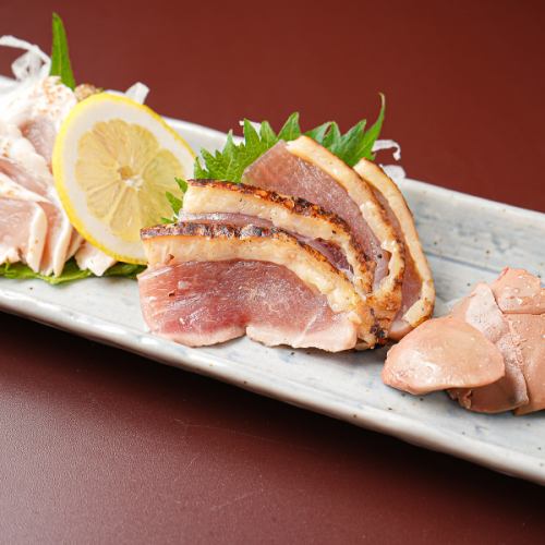 Assortment of 3 types of chicken tataki