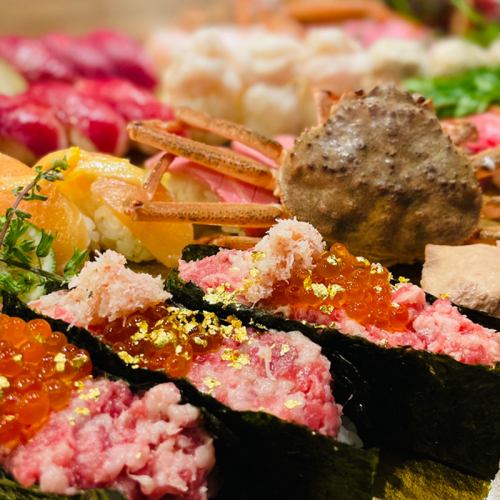 The popular all-you-can-eat 11 kinds of meat sushi has been upgraded and now available!