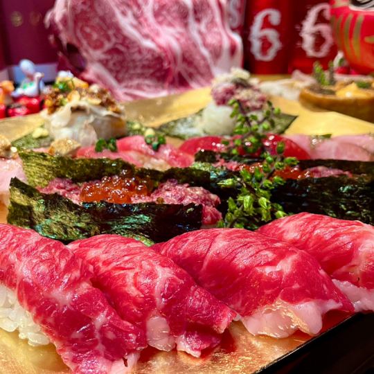 [7/1-8/31] 含9種夏季烤肉壽司在內的20種肉類壽司無限量供應，3,980日元