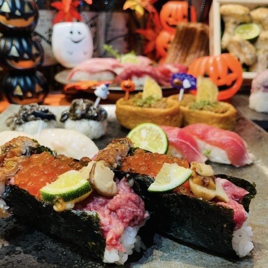 [10/1-10/31] Akihabara Niku Sushi Halloween Festival: All-you-can-eat 19 types of meat sushi for 3,980 yen