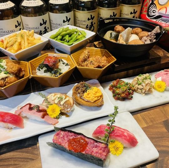 35種豪華肉壽司、火鍋和小吃，100分鐘無限暢吃，4980日元