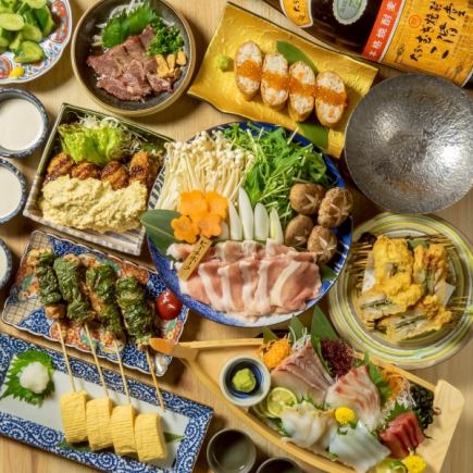 包含主厨精心挑选的豪华船形拼盘！极致奢华！10道菜+120分钟畅饮。7,000日元 ⇒ 6,000日元（含税）