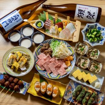 【贅沢】和牛しゃぶしゃぶ豪華舟盛5種盛りお料理10品＋120分飲み放題付き8000円⇒7000円（税込）