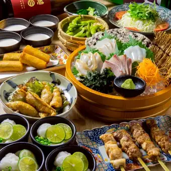 板長厳選刺盛りお料理9品+飲み放題120分付き6000円⇒5000円(税込)
