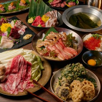 Gorgeous! Luxury Niigata Wagyu beef and snow crab shabu-shabu course [3 hours all-you-can-drink]