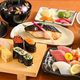 本格寿司盛合せ＆刺身盛合せ豪華一品含む8品コース8000円