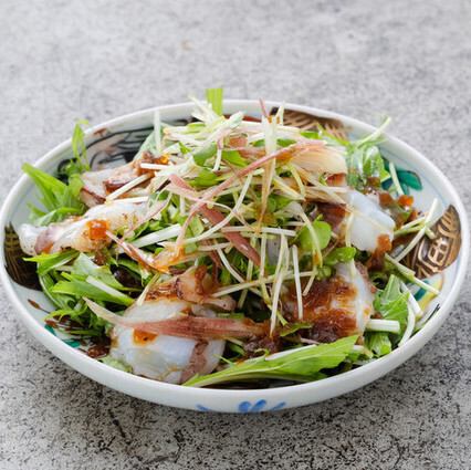水タコと水菜の薬味サラダ 自家製和風ドレ