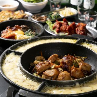 【ネオ韓国酒場でparty】ヤンニョムチキン・チヂミ・キンパ等全8品飲み放題付4000円→3000円