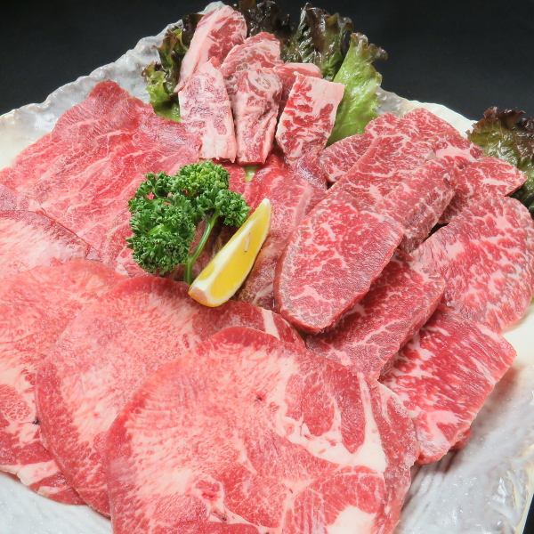 ≪牛肉盛り合わせ（上タン、カルビ、ハラミ、カメノコ、頬肉）≫ 税込5,478円 ～贅沢な肉の饗宴を楽しむ◆