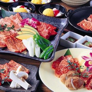Premium yakiniku course with Mikawa beef gold & Matsusaka beef & Nagoya Cochin <broiled wagyu beef sushi> 7980 yen