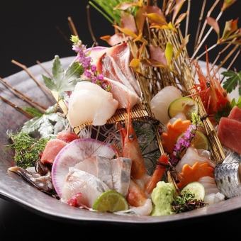 Deluxe sashimi assortment & 9 aged lean beef steaks + 2.5 hours [all you can drink] 6000 yen