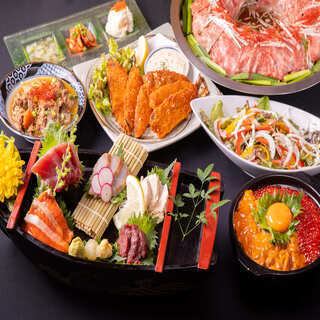 【周末3小时】【Mizumen】水面套餐：仙台牛肉炖菜、海胆鲑鱼籽煲仔饭，共8道菜，3小时畅饮，6400日元