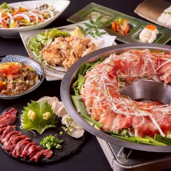 【個室確約】華宵～ハナヨイ～コース 栗豚肉炊き鍋付　8品　4400円