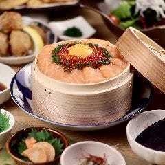 平日限定サーモンとイクラのせいろ飯が楽しめる2.5時間飲み放題付全8品【酒心】コース4,000円