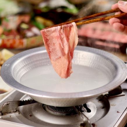 【ラン土日祝日限定】ハマグリ出汁の黒毛和牛と牛タンしゃぶしゃぶや鮮魚のたたき付 心コース