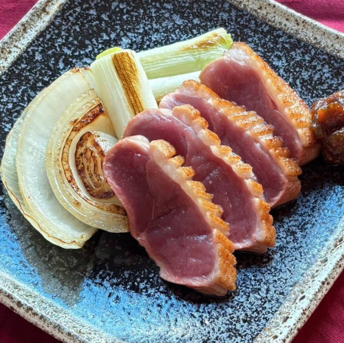 오리 로스의 숯구이 葱南蛮味噌添え