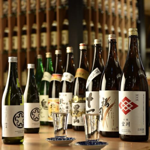 季節限定酒から北海道の旨い酒等、厳選した地酒30種用意