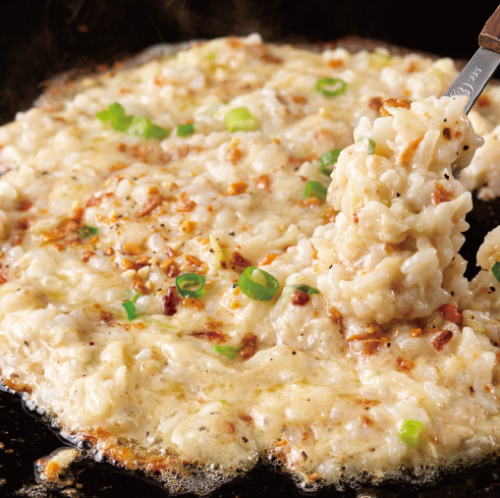 Rich cheese monja and risotto with a hint of truffle