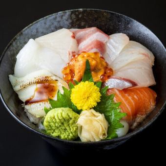 Special seafood bowl (soba set)