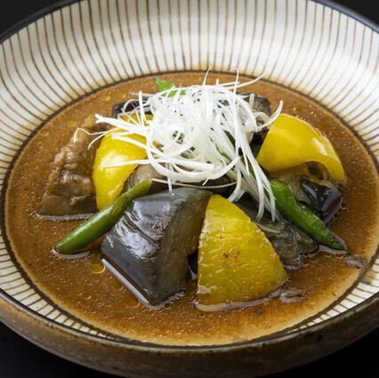 ナスと季節野菜の揚げ浸し