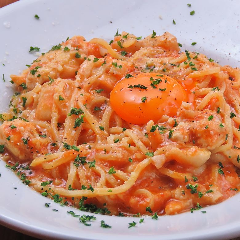 Arrabiata pasta with ripe tomatoes