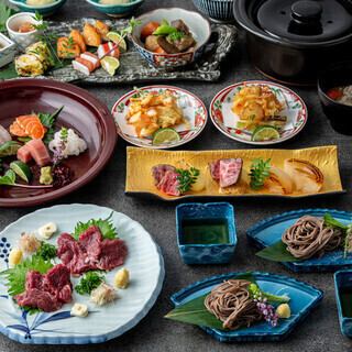 全7品「釜めし会席つくしコース」7000円(税込)