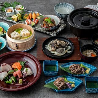 【人気No.1】釜めし会席ひむかコースは5000円(税込)で全8品。九州の名物料理が楽しめるおすすめコース！