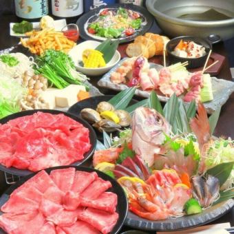 【超值套餐】包含主菜、炸牡蠣和4道精選烤串在內的10道菜品任您選擇 / 2小時暢飲 / 5,500日元 → 5,000日元