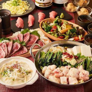 [Unlimited time all-you-can-drink included] Luxury hotpot course of Hakata motsunabe and Kuroge Wagyu beef namero for 5,000 yen [9 dishes in total]