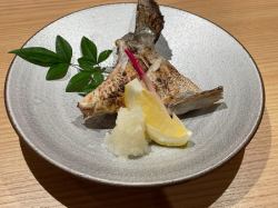 Grilled amberjack collar