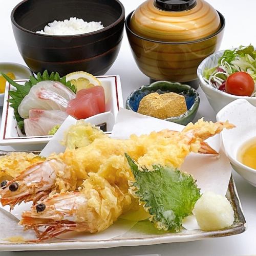 大海老天ぷらと刺身御膳