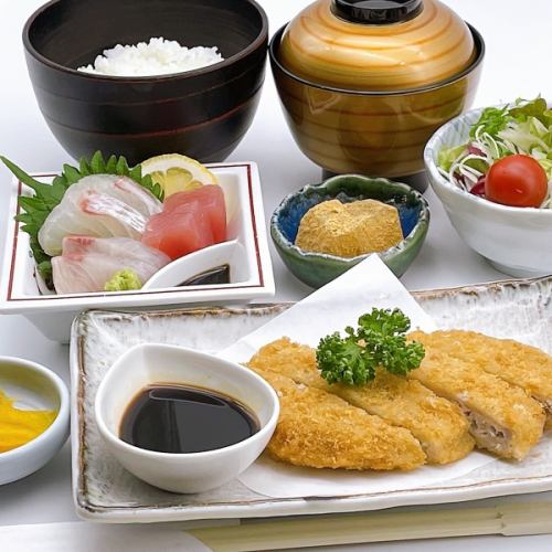 天草大王メンチカツと刺身御膳