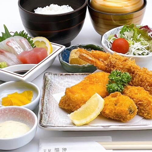 ミックスフライと刺身御膳
