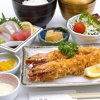 大海老フライと刺身御膳
