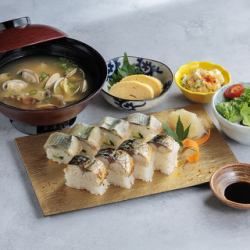 新定番 このさば棒鮨と貝汁のご膳（このしろ&焼き鯖）