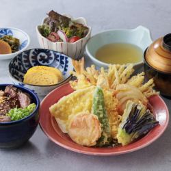 리브 스테이크 덮밥과 잔치 텐베라의 만찬 정식