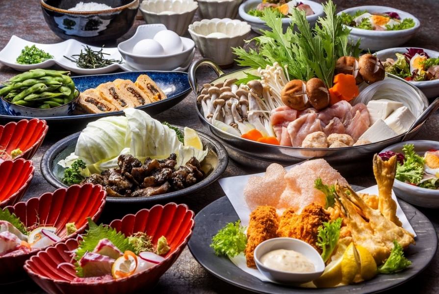 【天草大王火鍋套餐】包含120分鐘暢飲(含高級麥芽酒),售價5,500日圓(含稅)。