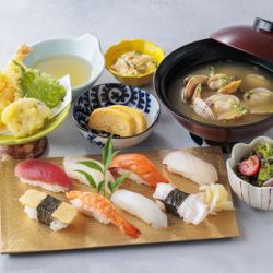 寿司と貝汁ご膳「天」