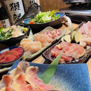 [120 minutes all-you-can-drink included] Enjoy our specialty Koji Chicken platter with 8 varieties, total of 6 dishes [Meat on a hot stone course]