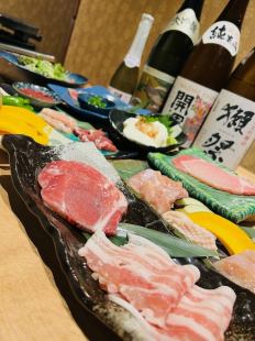 [120 minutes all-you-can-drink included] Enjoy 6 types of koji chicken and 3 types of koji pork in a total of 7 dishes [Hot Stone Meat Gourmet Course]