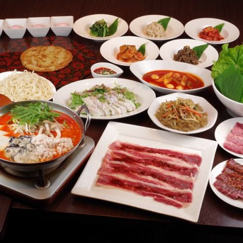 【忘年会ご予約受付中】『黒毛和牛韓国焼肉と牡蠣・白子のチゲコース』