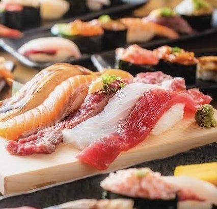 [Seafood/Wagyu Festival] Sushi, meat sushi + Japanese cuisine (110 types) all-you-can-eat & all-you-can-drink plan for 3 hours 3980 ⇒ 2980 yen incl. *Discount ◎