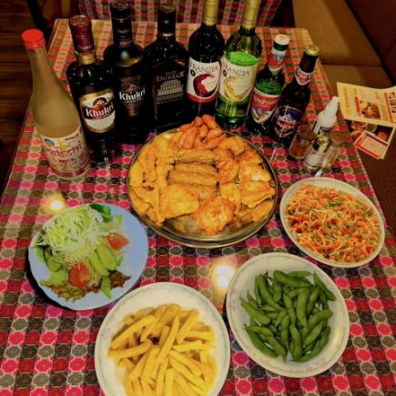 【호화 Xmas 코스 ♪】 생 개미 2 시간 음료 무제한 포함! 치킨과 소시지 뷔페로 대만족의 9 품 ☆