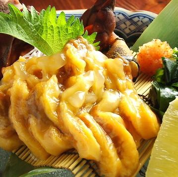 Ishinomaki-produced live sea squirt in vinegar. Sashimi