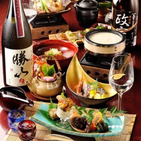 [定禅寺] 以娱乐/用餐而闻名。9道菜品+15种东北、宫城当地酒无限畅饮150分钟7,700日元/份