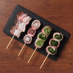 [Vegetable rolls] Pork belly wrapped in shiso leaves / meat wrapped in shiitake mushrooms