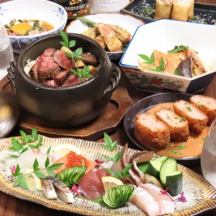 Most popular [Seasonal Course Summer] Sashimi platter and red sea bream and salmon roe clay pot rice ≪120 minutes all-you-can-drink≫♪ 9 dishes total 5,000 (tax included)